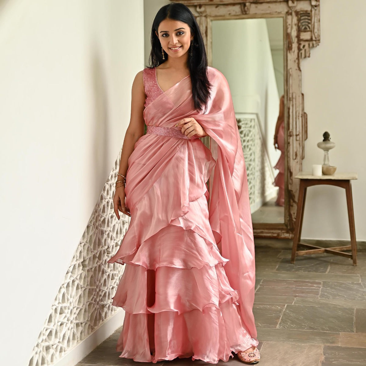 Buy Designer Women's Ruffle Sarees for Wedding | Aza Fashions